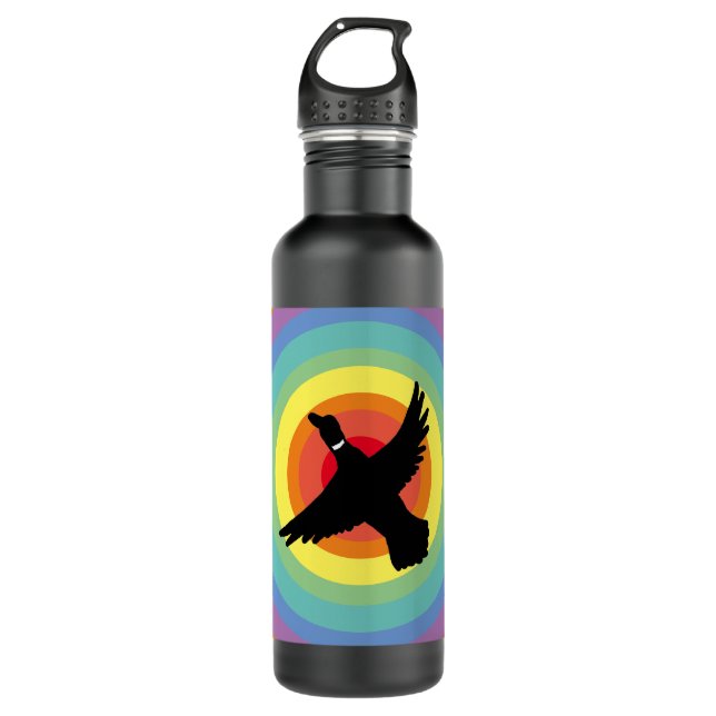Botella De Agua Groovy Retro Círculos Arcoiris Duck (Anverso)
