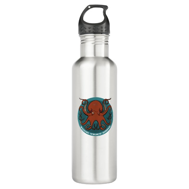 Botella De Agua Grumpy Red Octopus Tentacles Personalizado (Anverso)