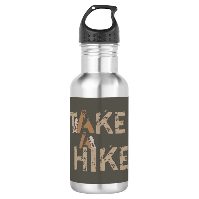 Botella De Agua Grunge: Tipografía de senderismo (Anverso)