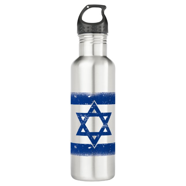 Botella De Agua Grungge de la bandera de Israel (Anverso)