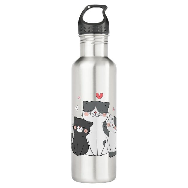 Botella De Agua grupo de gatos lindos | diseño de amante de los ga (Anverso)