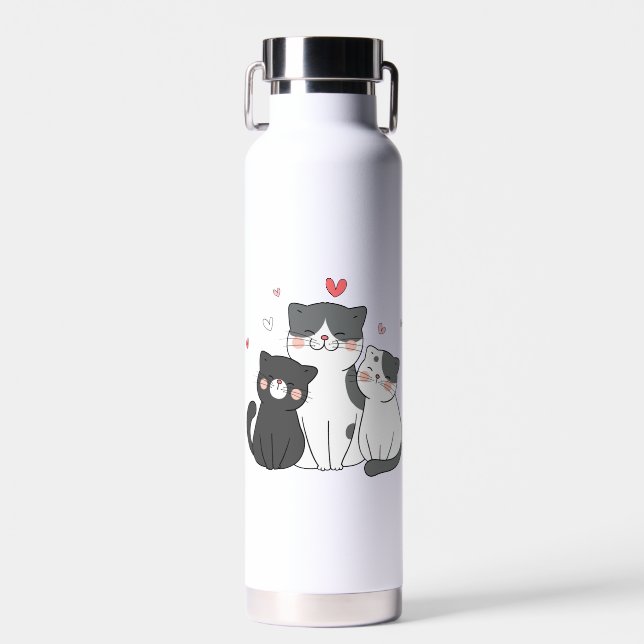 Botella De Agua grupo de gatos lindos | diseño de amante de los ga (Delantero)