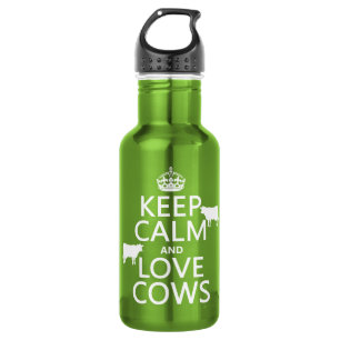 Botella De Agua Guarde la calma y ame las vacas (todos los