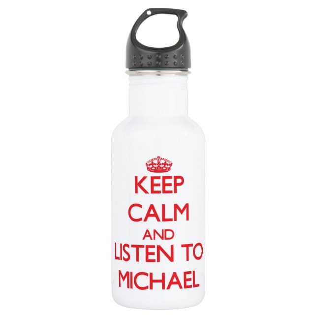 Botella De Agua Guarde la calma y escuche Michael (Anverso)