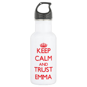 Botella De Agua Guarde la calma y la CONFIANZA Emma