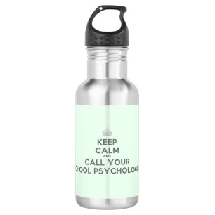 Botella De Agua Guarde la calma y llame su escuela Psych.