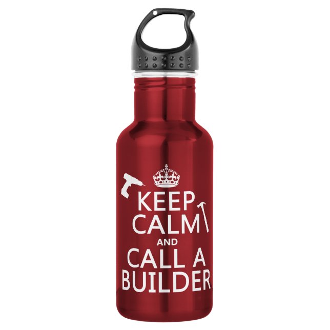 Botella De Agua Guarde la calma y llame un constructor (cualquier (Anverso)