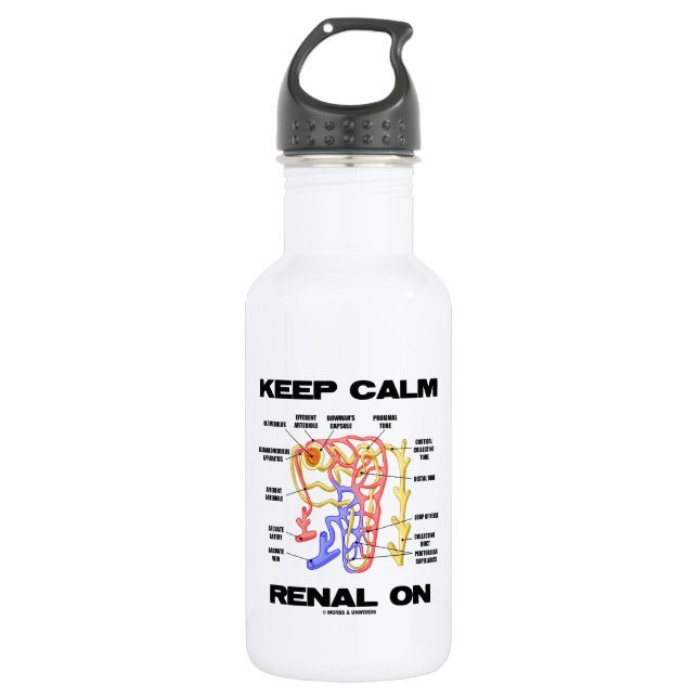 Botella De Agua Guarde renal tranquilo en (riñón Nephron) (Anverso)