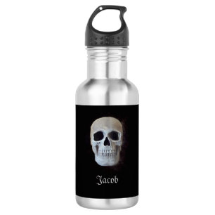 Botella De Agua Guay Blanco Y Negro Gótico De La Cabeza Del Crán