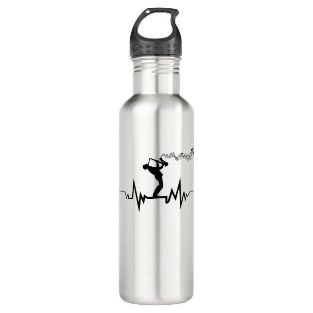 Botella De Agua Guay De Saxofón Heartbeat Para Músicos (Anverso)
