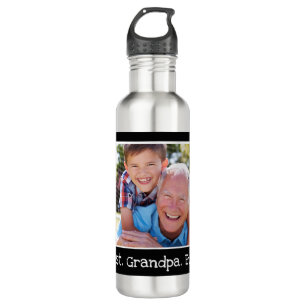 Botella De Agua Guay Mejor Abuelo Foto Personalizada Negro