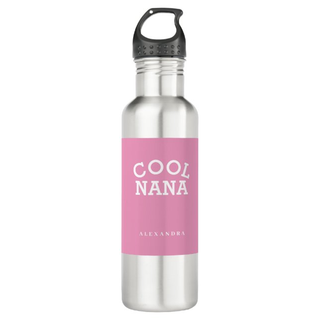 Botella De Agua Guay Nana White Pink Nombre personalizado Día de l (Anverso)