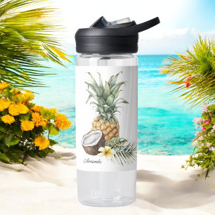 Botella De Agua Guay Refrescando piña tropical con nombre