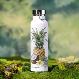 Botella De Agua Guay Refrescando piña tropical con nombre