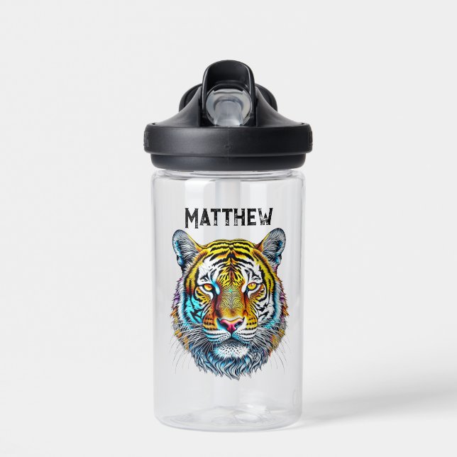 Botella De Agua Guay Resumen Cara de tigre personalizada (Delante)