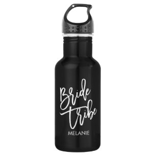 Botella De Agua Guión blanco de tribu de novia