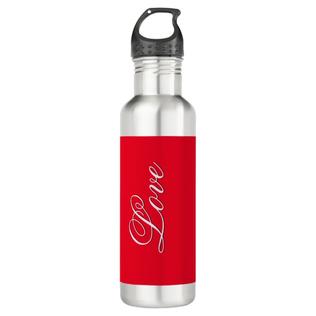 Botella De Agua Guión de caligrafía de moda Boda de amor rojo (Anverso)