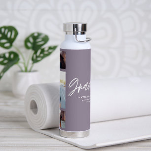 Botella De Agua Guión de graduación púrpura moderno elegante