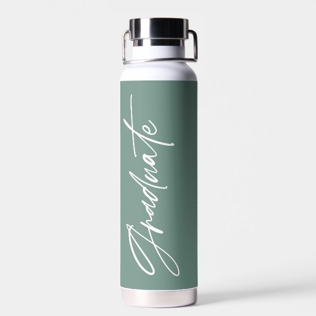 Botella De Agua Guión de graduación verde de la foto elegante mode (Atrás)
