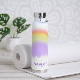 Botella De Agua Guión de nombre arcoiris colorido personalizado