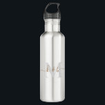 Botella De Agua Guión de swaps de oro y gris<br><div class="desc">Botella moderna de agua de acero inoxidable en monograma dorado y gris. Tipo de letra combinado. Interrumpir. Sencillo.</div>