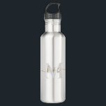 Botella De Agua Guión de swaps de oro y gris<br><div class="desc">Botella moderna de agua de acero inoxidable en monograma dorado y gris. Tipo de letra combinado. Interrumpir. Sencillo.</div>