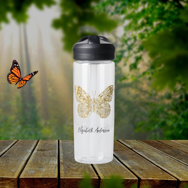 Botella De Agua Guión del nombre de oro de la mariposa (Subido por el creador)