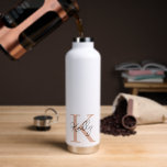 Botella De Agua Guión moderno de monograma rosa Rubor<br><div class="desc">Moderno Personalizar Rubor de escritura rosada en monograma con su nombre inicial</div>