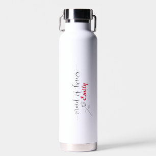 Botella De Agua Guion Personalizado Elegante con Capullo de Rosa