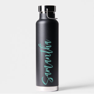Botella De Agua Guión personalizado Su nombre Fiesta Aqua blue