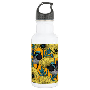 Botella De Agua Guirnaldas de hadas y amapolas de amarillo