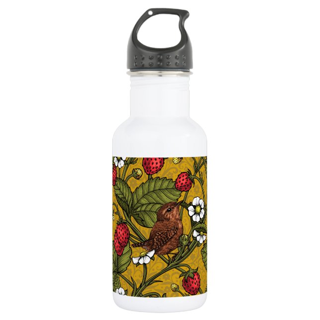 Botella De Agua Guirnaldas y fresas en mostaza (Anverso)