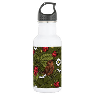 Botella De Agua Guirnaldas y fresas en verde oscuro