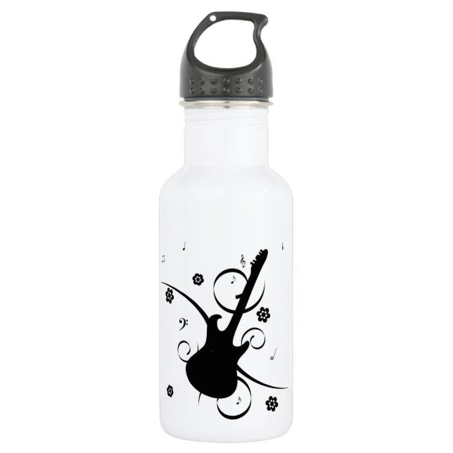 Botella De Agua Guitar con notas musicales (Anverso)