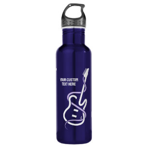 Botella De Agua Guitarra con estilo de texto personalizado
