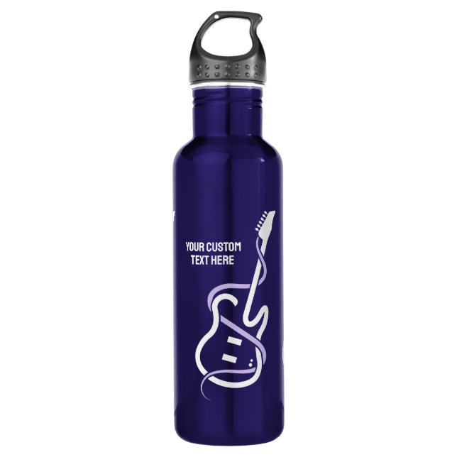 Botella De Agua Guitarra con estilo de texto personalizado (Anverso)
