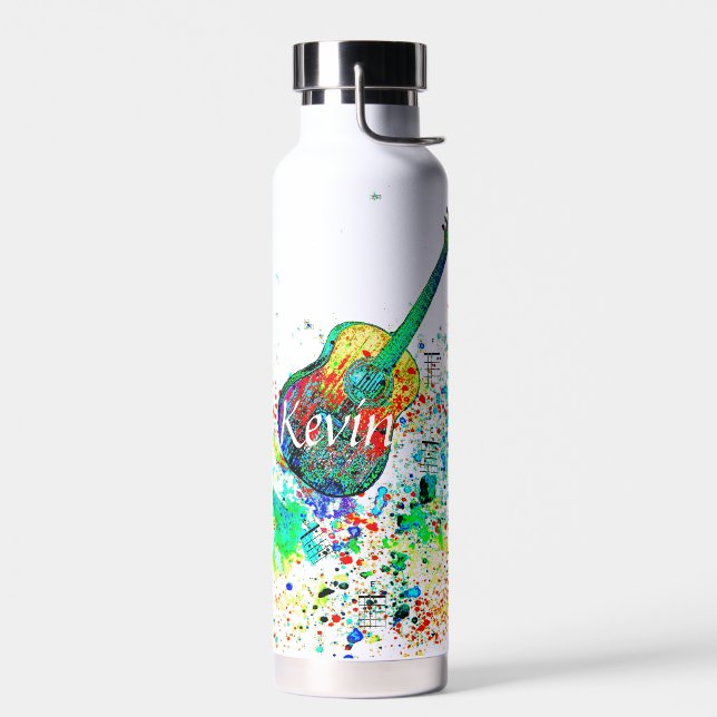 Botella De Agua Guitarra y acordes salpicadura personalizada  (Izquierdo)