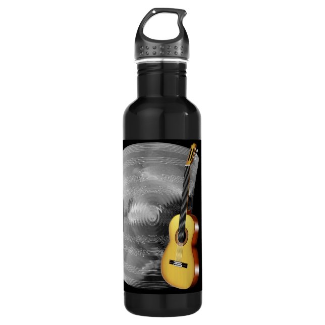Botella De Agua Guitarra y Hoja de Música (Anverso)