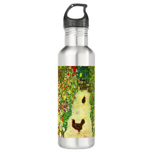 Botella De Agua Gustav Klimt Garden con pollos