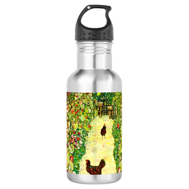 Botella De Agua Gustav Klimt Garden con pollos (Anverso)