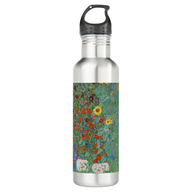 Botella De Agua Gustav Klimt - Jardín de campo con girasoles (Anverso)