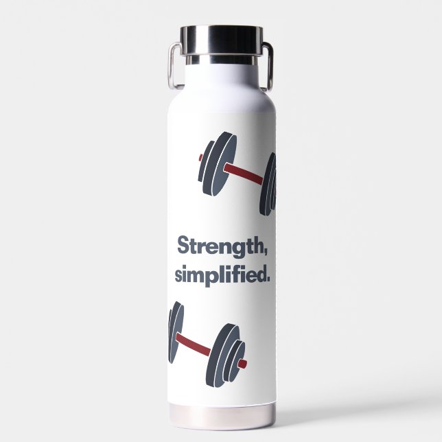 Botella De Agua Gym Fitness Dumbbell Strength, Simplificada (Delantero)