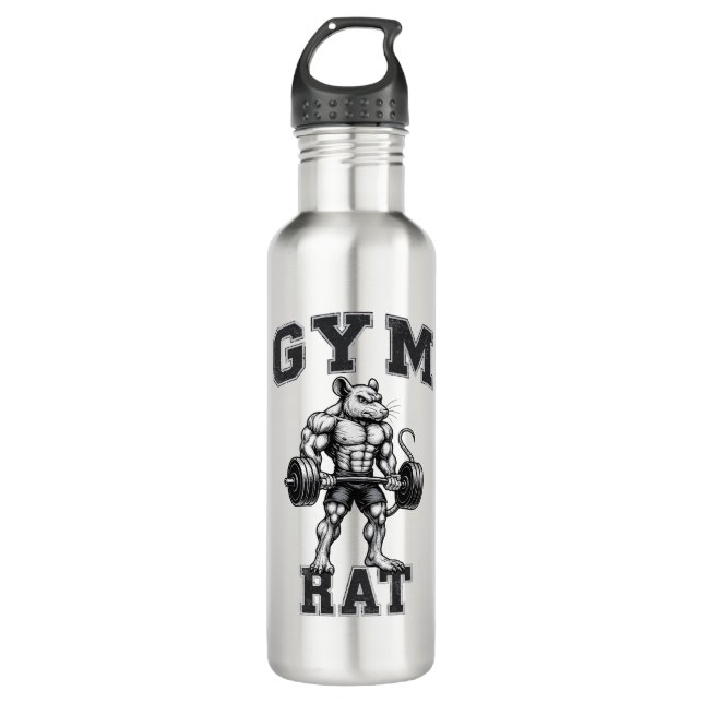 Botella De Agua Gym Rat Deadlift - Lifting Humor - Bodybuilding  (Anverso)