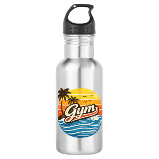 Botella De Agua Gym Retro Sunset Design