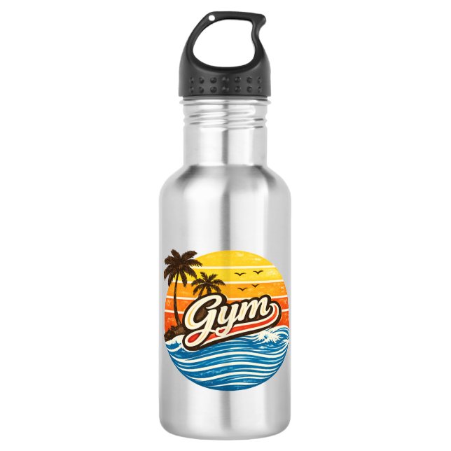 Botella De Agua Gym Retro Sunset Design (Anverso)