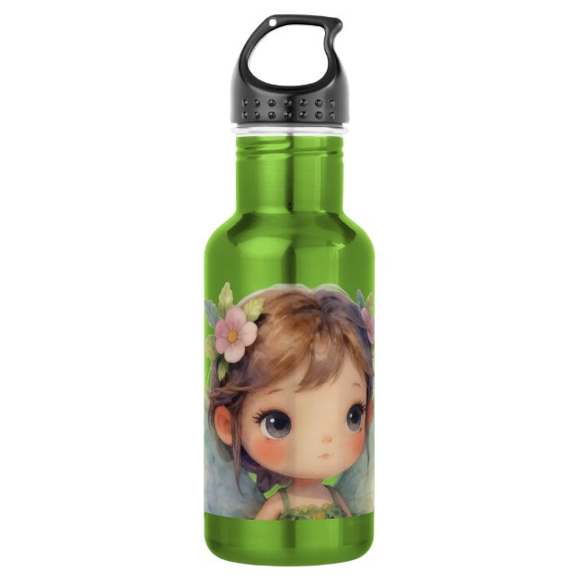 Botella De Agua Hada del Bosque Encantado: Sprite verde pastel (Anverso)