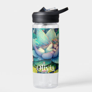 Botella De Agua Hadas durmiendo en un cuento de flores personaliza