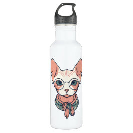Botella De Agua Hairless Sphynx Cat wearing glasses