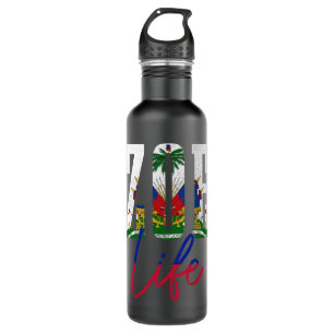Botella De Agua Haiti Flag Zoe Haitian Life Pride Vintage Haiti Pu
