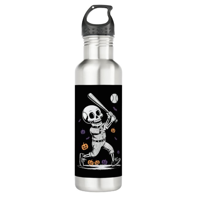Botella De Agua Halloween Baseball Skeleton Hitting (Anverso)